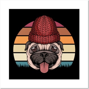 Cute pug dog retro Posters and Art